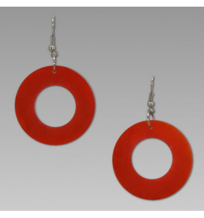 Boucles d'oreilles coquillage rouge rond